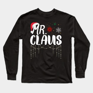 Mr and Mrs Claus Couples Matching Christmas Santa Pajamas Long Sleeve T-Shirt